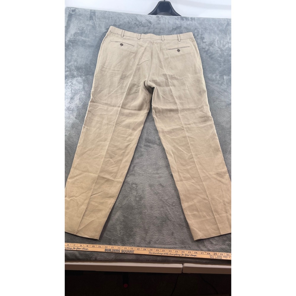 Brooks Brothers 346 Madison Fit Tan 100% Linen Dress Pants Mens 40x33 29282027 - Picture 8 of 10
